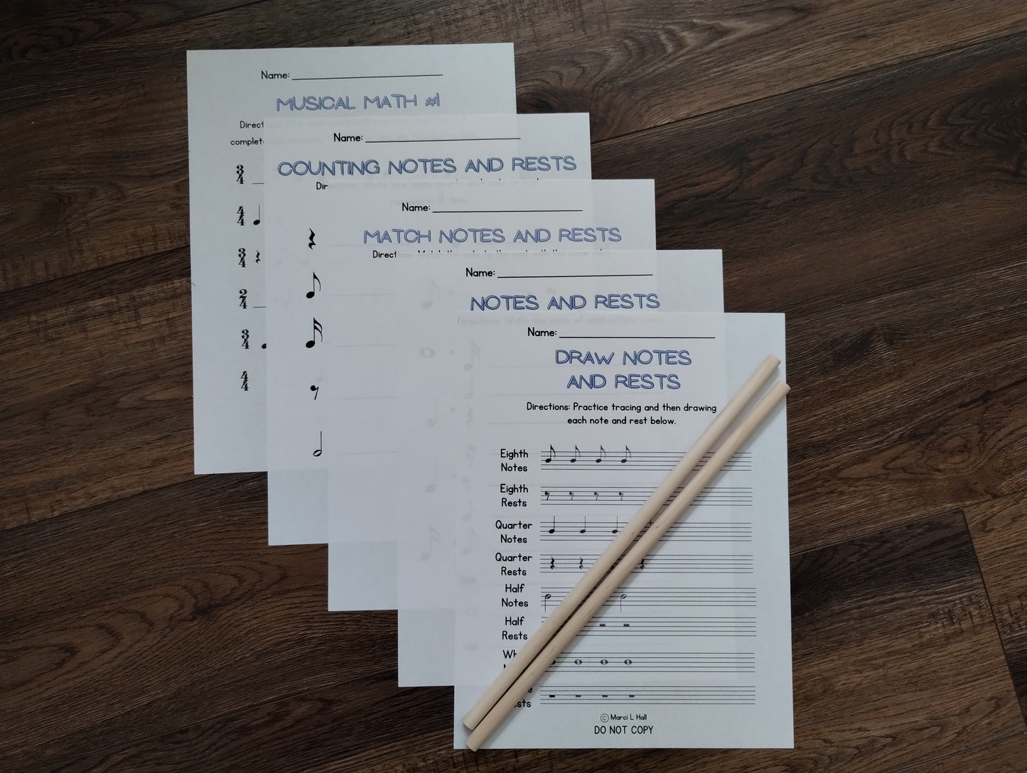 Rhythm Worksheets and Rhythm Sticks