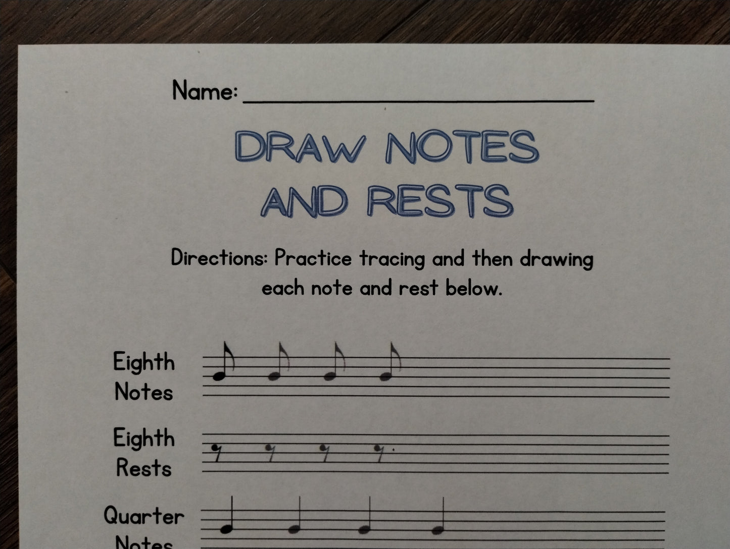 Rhythm Worksheets and Rhythm Sticks