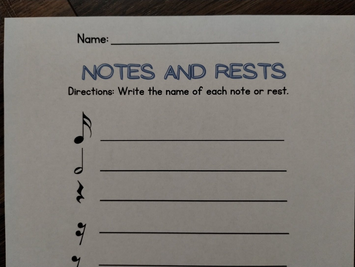 Rhythm Worksheets and Rhythm Sticks
