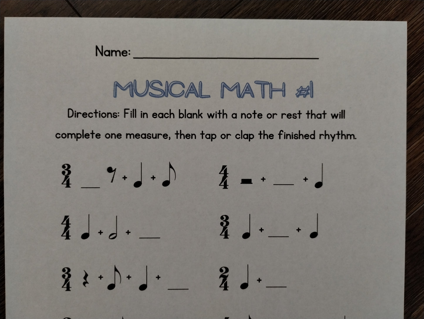 Rhythm Worksheets and Rhythm Sticks