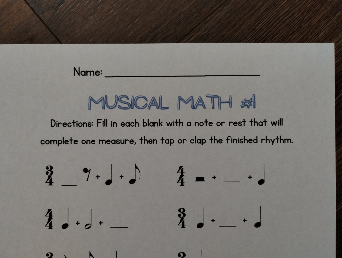 Rhythm Worksheets and Rhythm Sticks