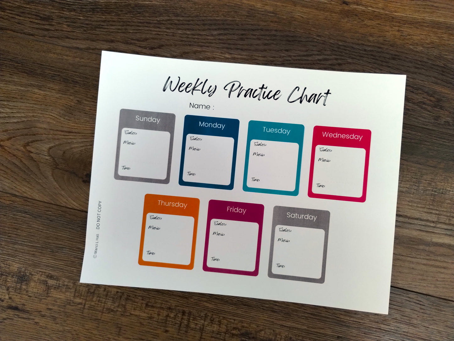 Weekly Practice Chart DIGITAL DOWNLOAD