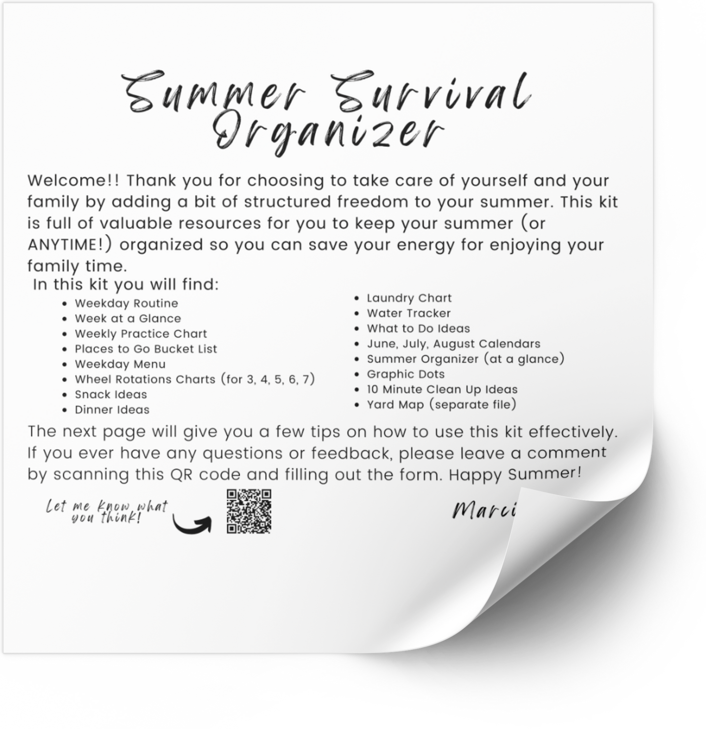 Summer Survival Organizer