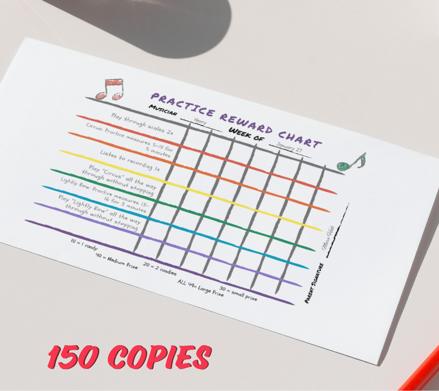 Practice Reward Chart