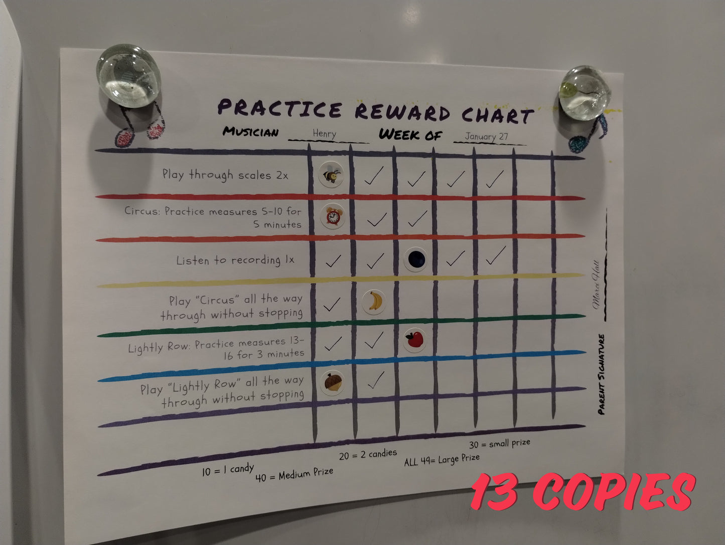 Practice Reward Chart
