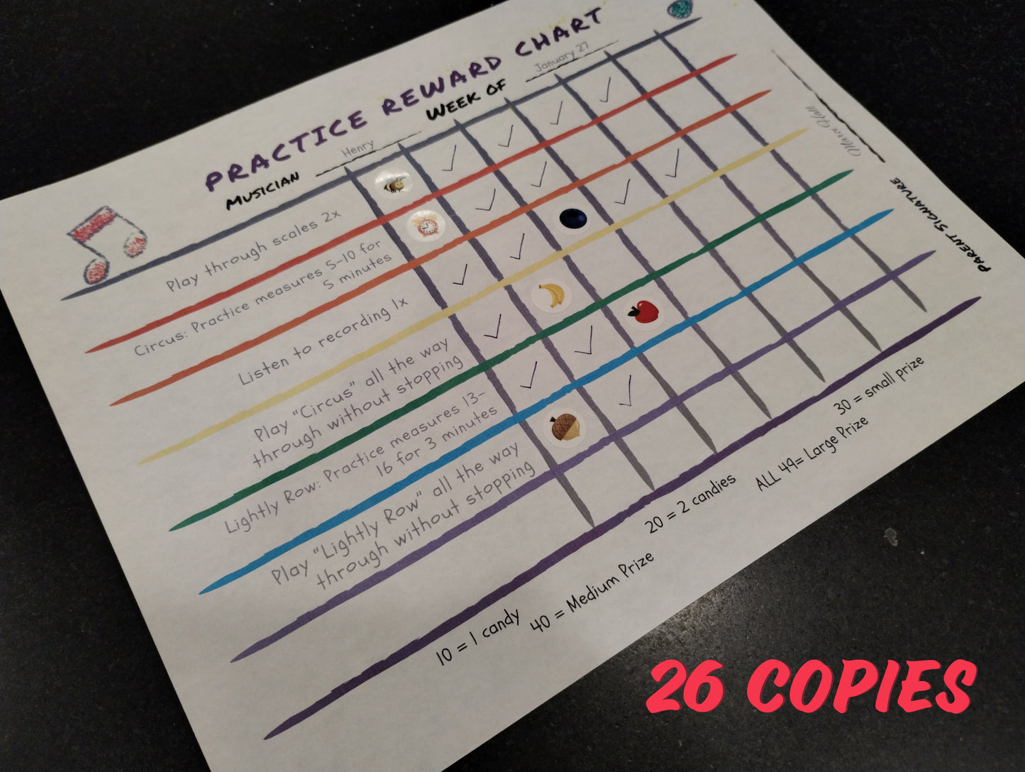 Practice Reward Chart