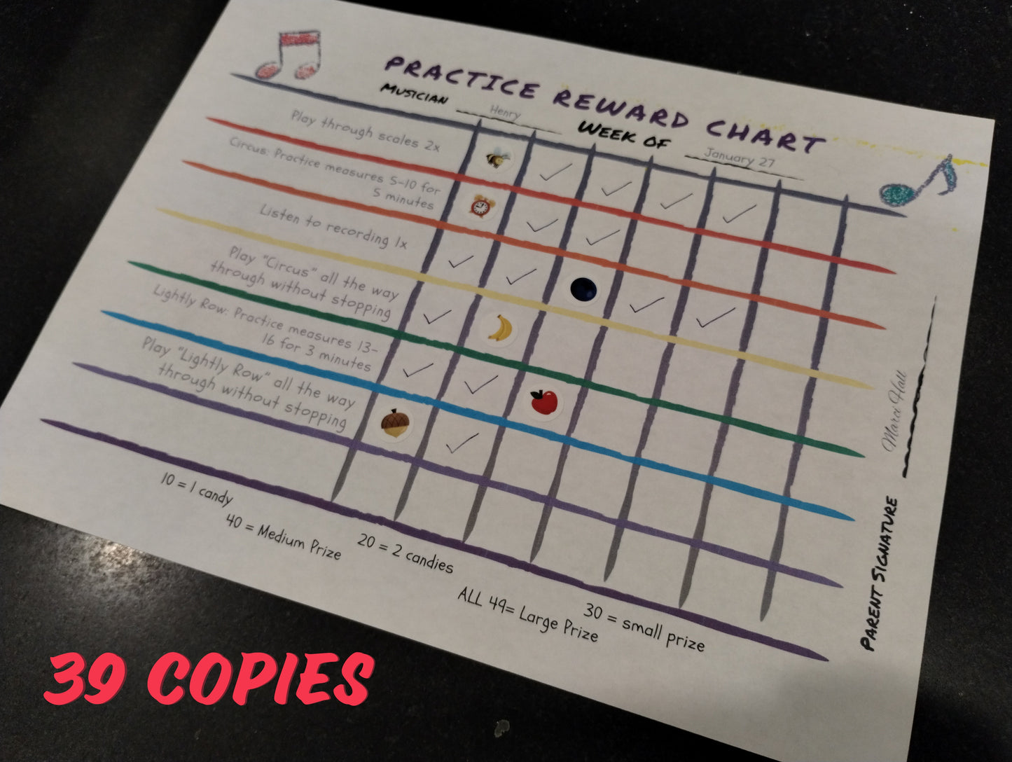 Practice Reward Chart