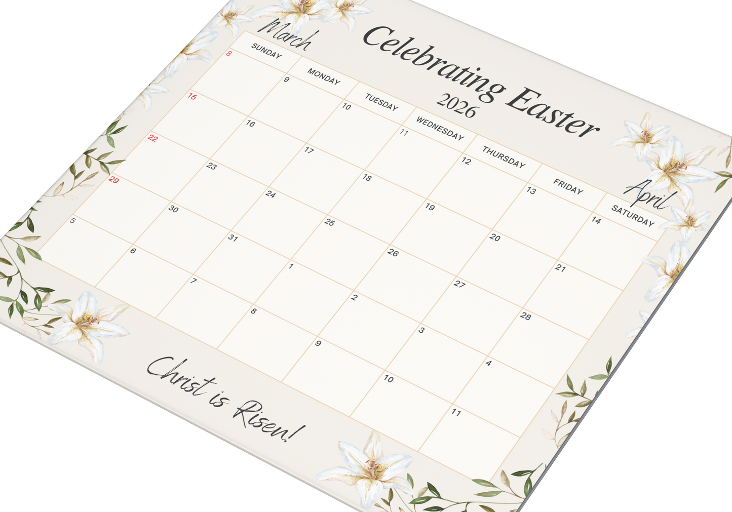 2026 Easter Calendar