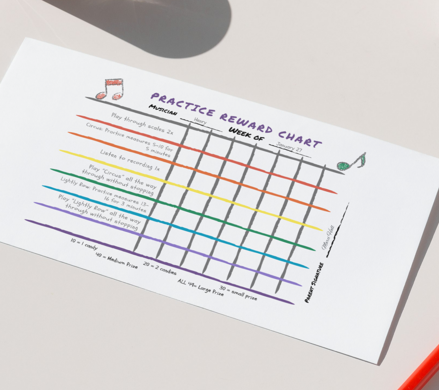 Practice Reward Chart DIGITAL DOWNLOAD