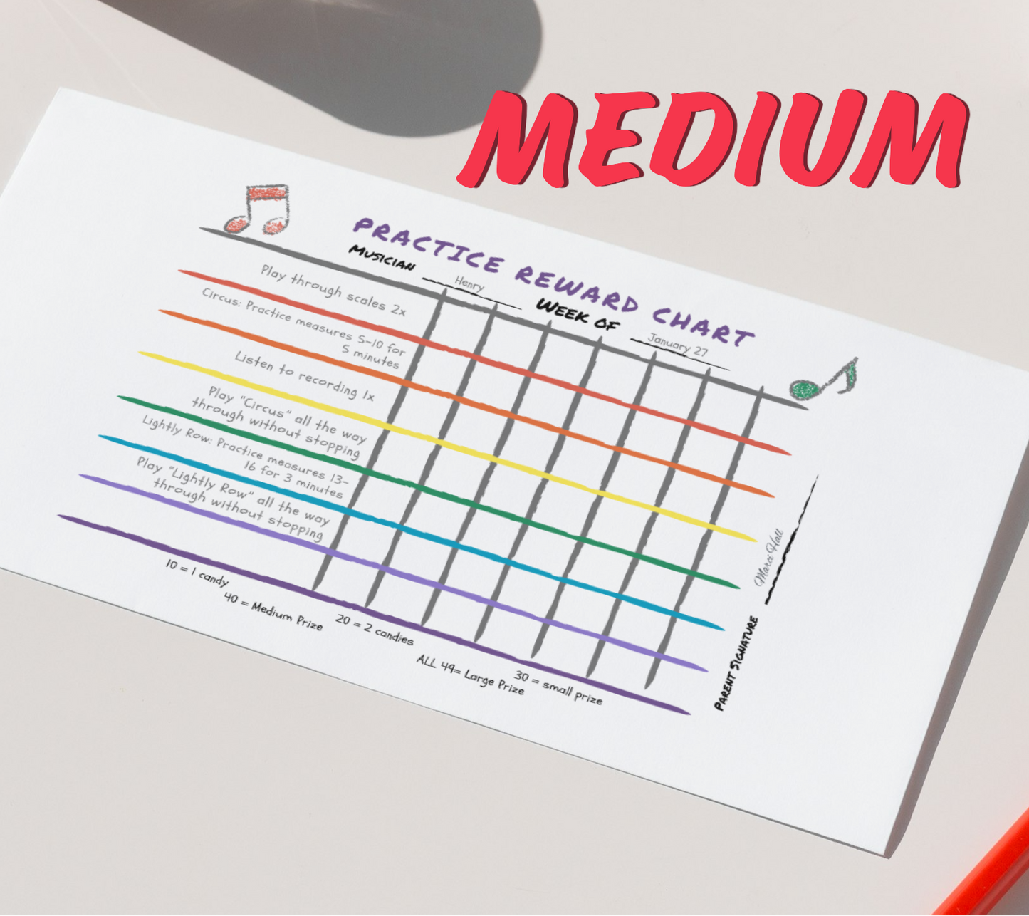 Practice Reward Chart DIGITAL DOWNLOAD