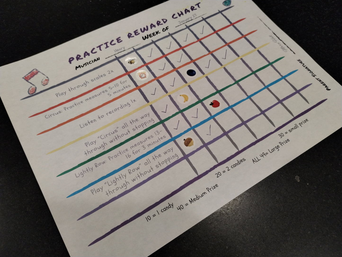 Practice Reward Chart DIGITAL DOWNLOAD